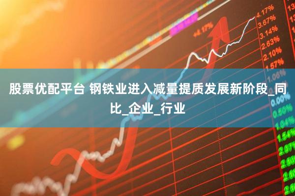 股票优配平台 钢铁业进入减量提质发展新阶段_同比_企业_行业