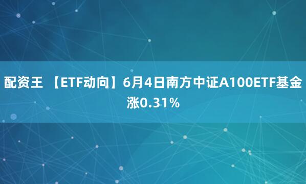 配资王 【ETF动向】6月4日南方中证A100ETF基金涨0.31%