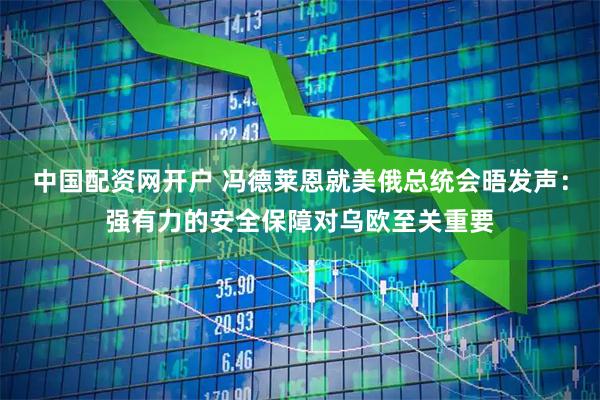 中国配资网开户 冯德莱恩就美俄总统会晤发声：强有力的安全保障对乌欧至关重要